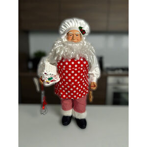 18” Light Up Standing Chef Santa Christmas Holiday Figurine Red White Decor